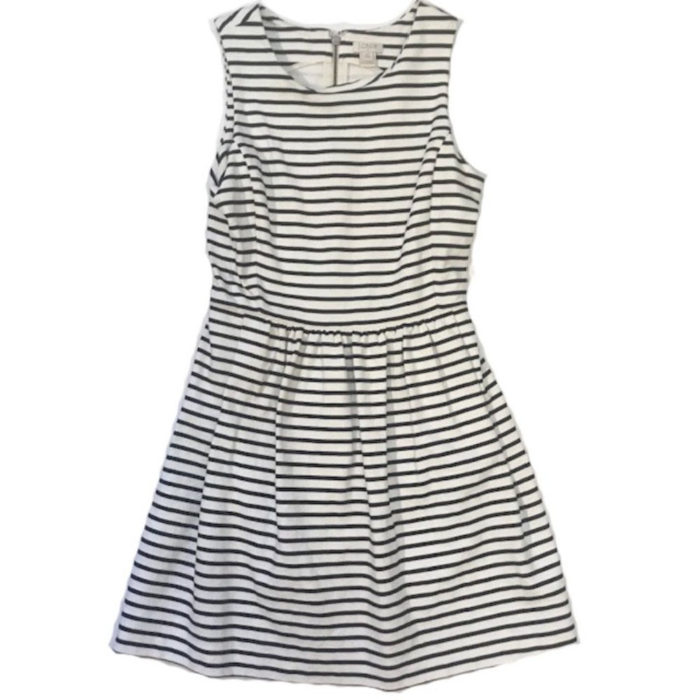 J. Crew Sleeveless Striped Cotton Dress w/Pockets